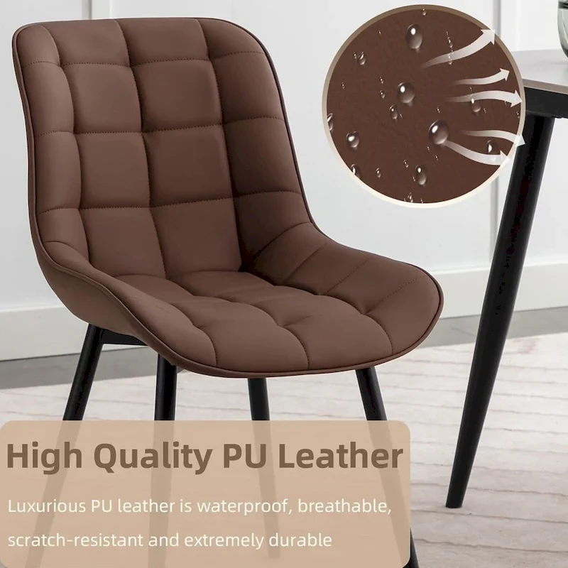 XINMICS Modern Upholstered Faux Leather Dining Chairs Set of 2