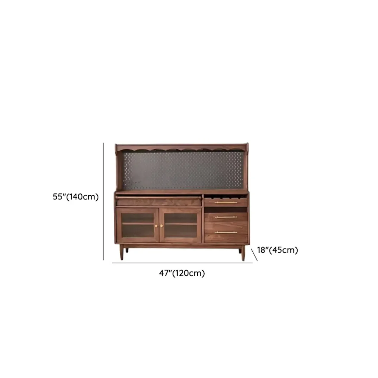 Lighting Wooden 3-Drawer Pegboard Back Brown Sideboard