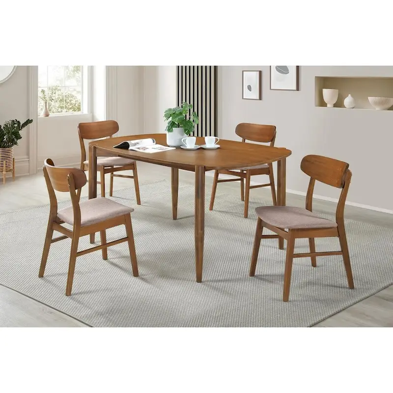 Whisten Walnut 5-piece Solid Wood Dining Set