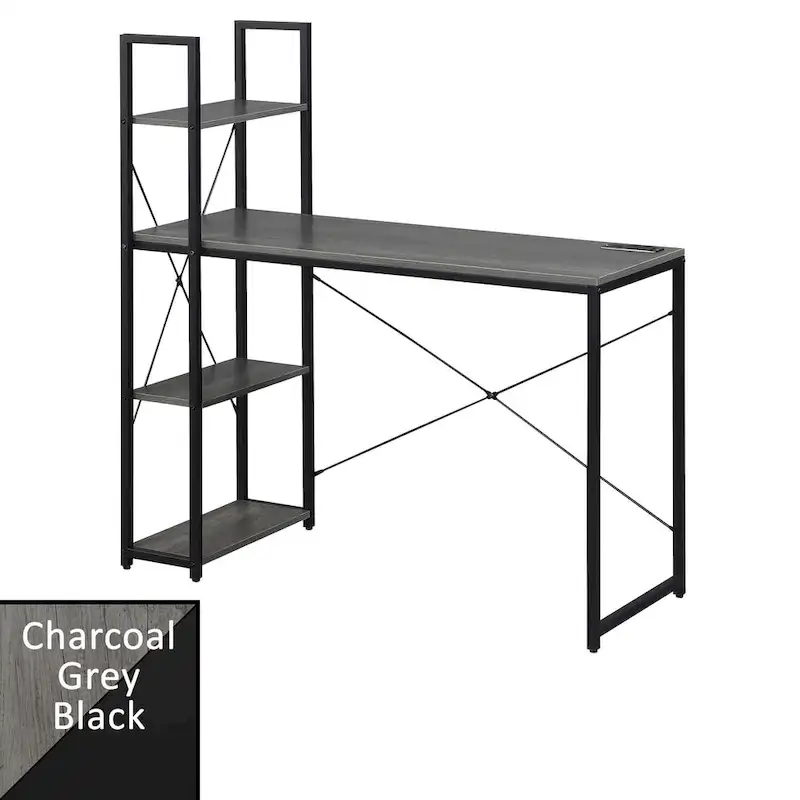 Convenience Concepts Designs2Go Office Workstation with Charging Station and Shelves