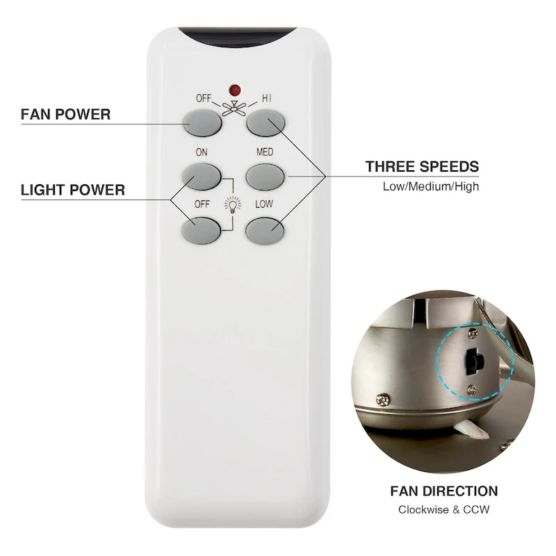 CO-Z 52  5-Blade Reversible Ceiling Fan with LED Light and Remote