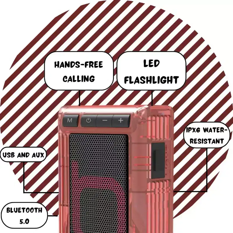 Refurbished: Bumpboxx Retro Pager Beeper | Outdoor Portable Bluetooth Speaker-Clear Red - Manufacturer Refurbished