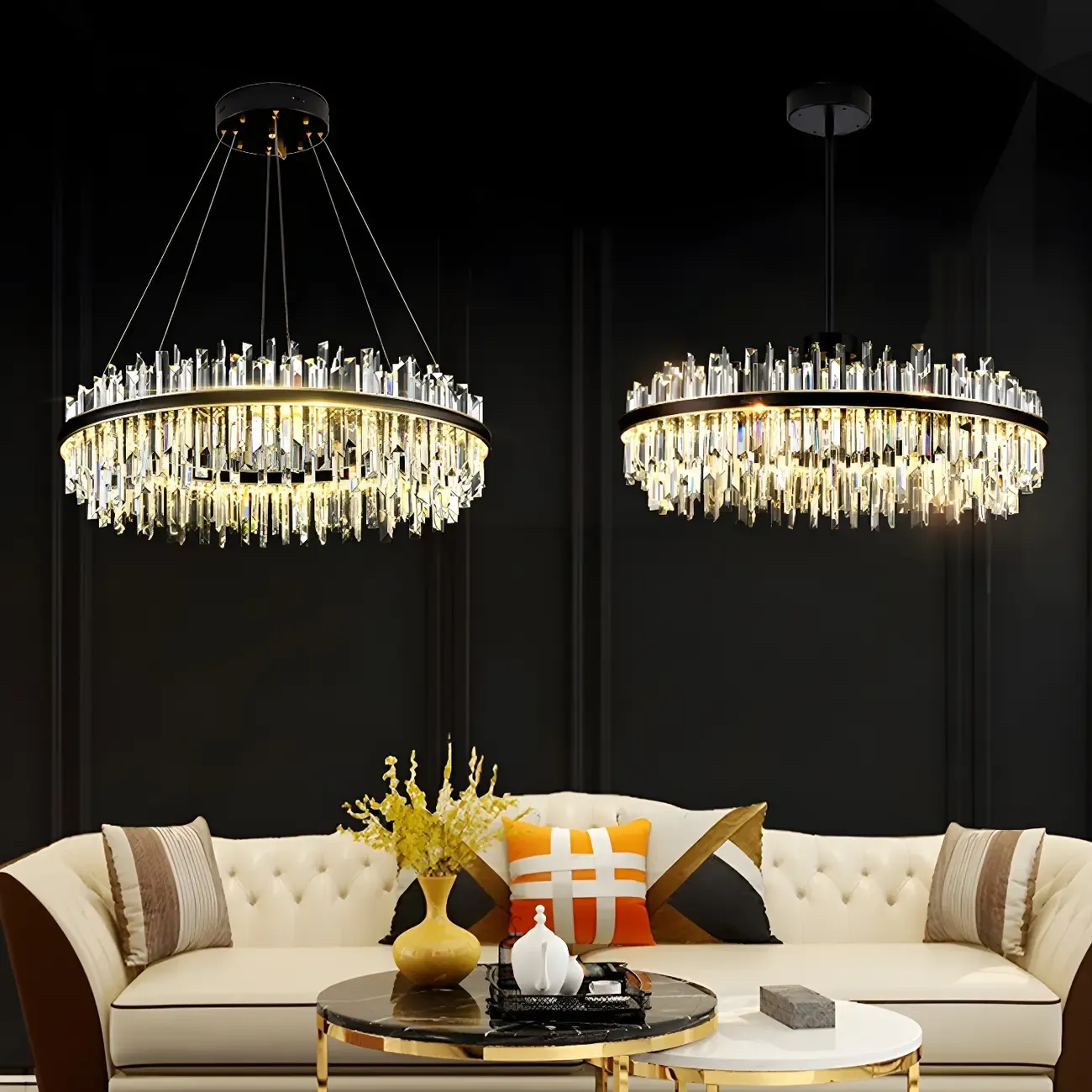 Modish Modern Black Crystal Island Pendant Light