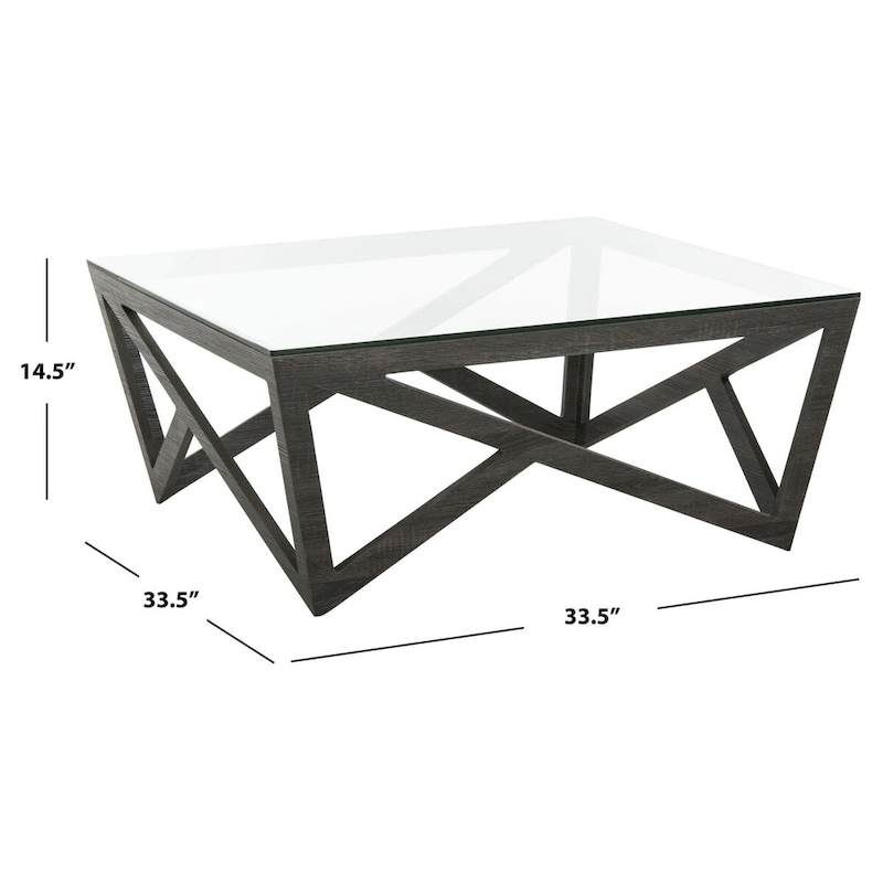 SAFAVIEH Annmarie Mid-Century Glass Top Coffee Table - 33.5 x 33.5 x 14.5 - 34Wx34Dx15H