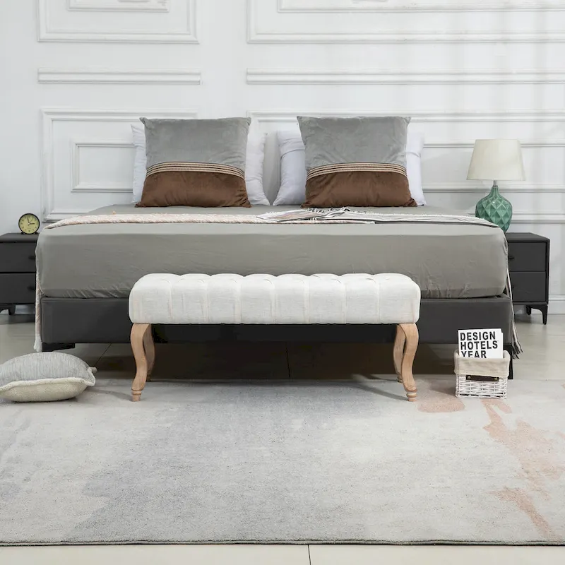 Upholstered Tufted Ottoman Bench