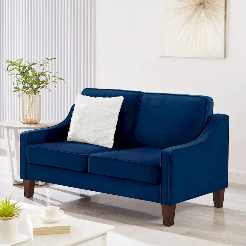 Modern Upholstered Sofa with Removable Cushions and Scooped Arms