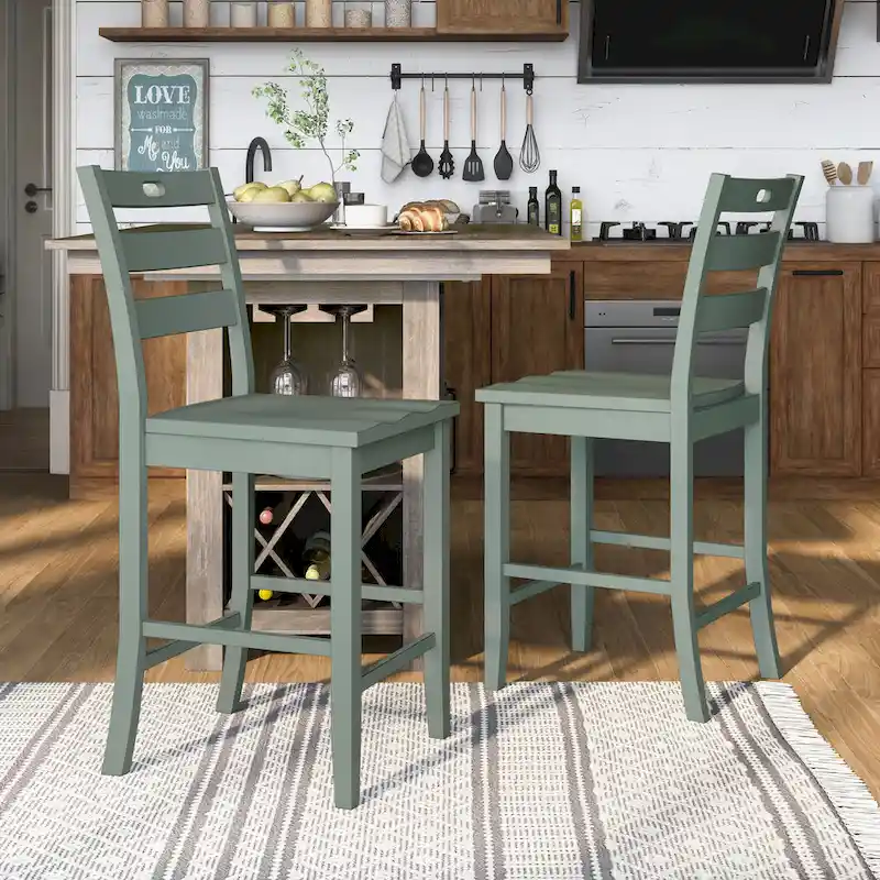 Rangel Rustic Wood Ladder Back Counter Height Chairs by Furniture of America (Set of 2)