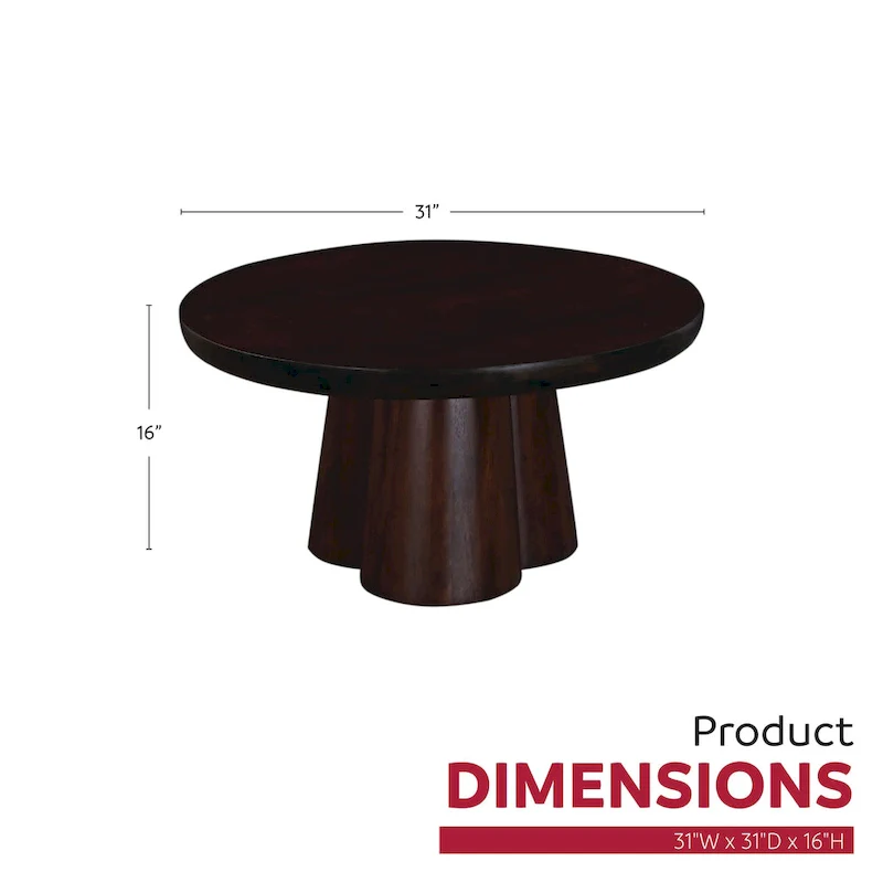 31 in. Wood Round Pedestal Coffee Table