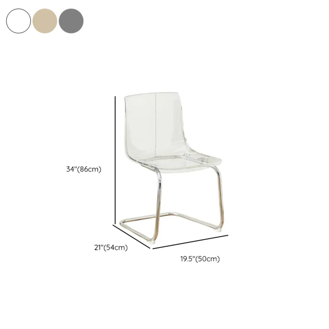 Modern Solid Back Armless Acrylic Dining Chairs