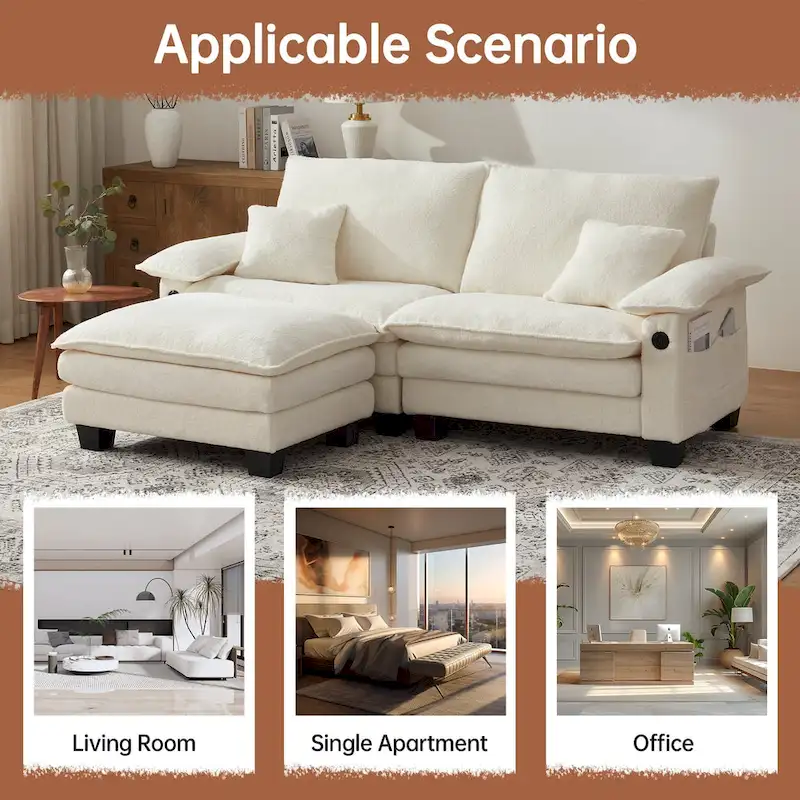 Modular Sectional Sofa with Ottoman and Deep Seat Sleeper