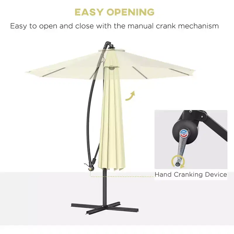 10' Cantilever Tilt Offset Patio Umbrella w/ UV & Water Safe Material & Cross Base (Weight Not Included)
