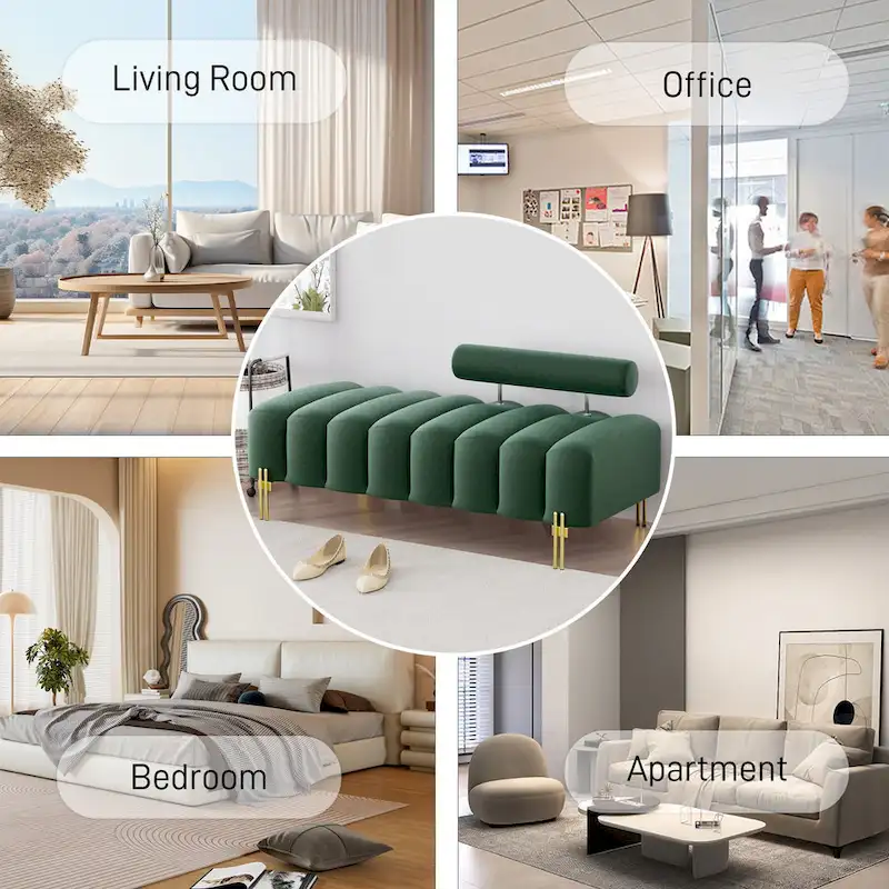 Ouyessir 52.2 Modern Channel Tufted Window Bench with Adjustable Back