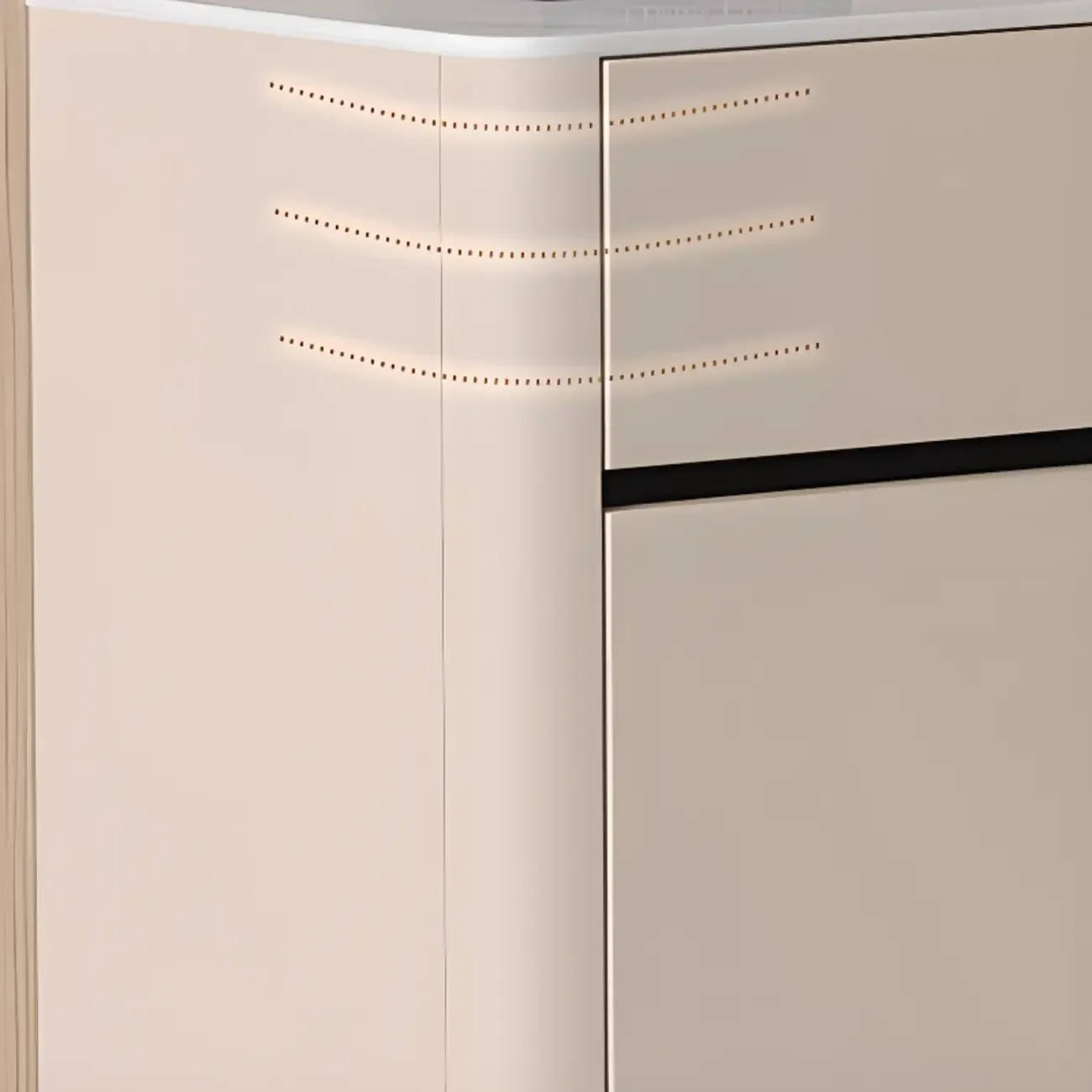 Modern Metal Shoe Cabinet with Khaki Finish