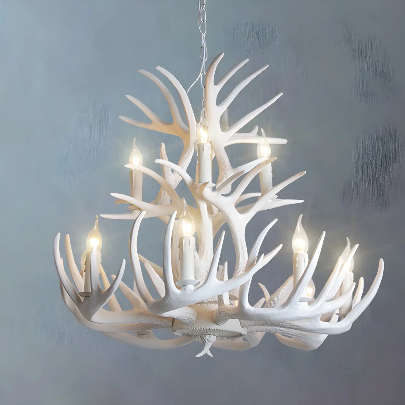 Rustic Unique Resin Antler Candelabra Chandelier