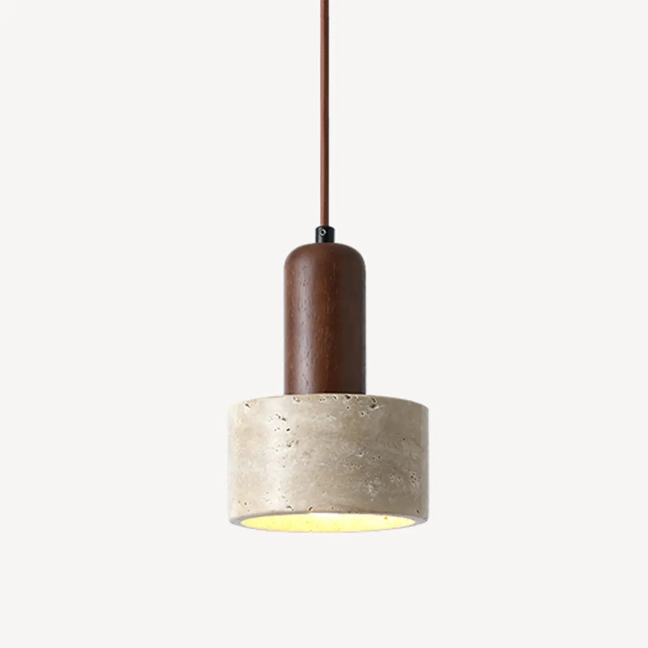 Cylinder Wood Stone Rope Bedside Pendant Light
