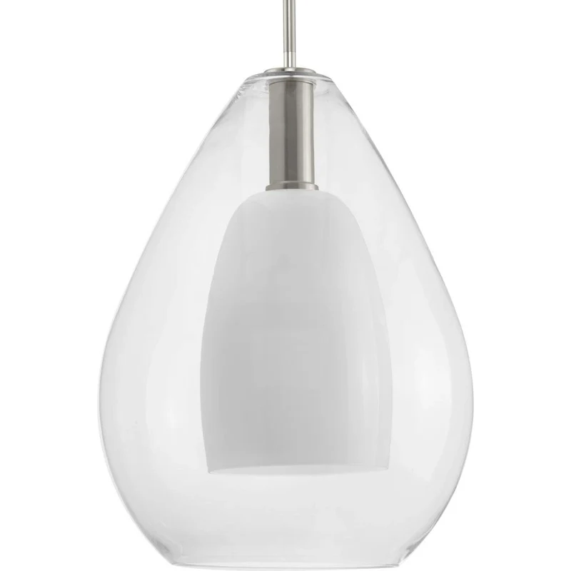 Carillon Collection One-Light Brushed Nickel Large Contemporary Pendant - 15 in x 15 in x 20.75 in
