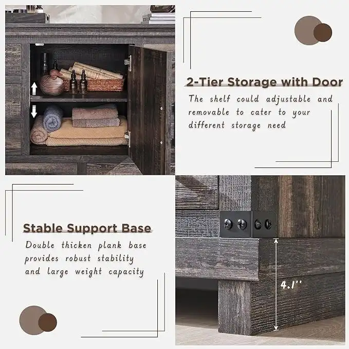 Farmhouse 8 Drawer Dresser, Wood Long Chest of Drawers, Closet Dresser