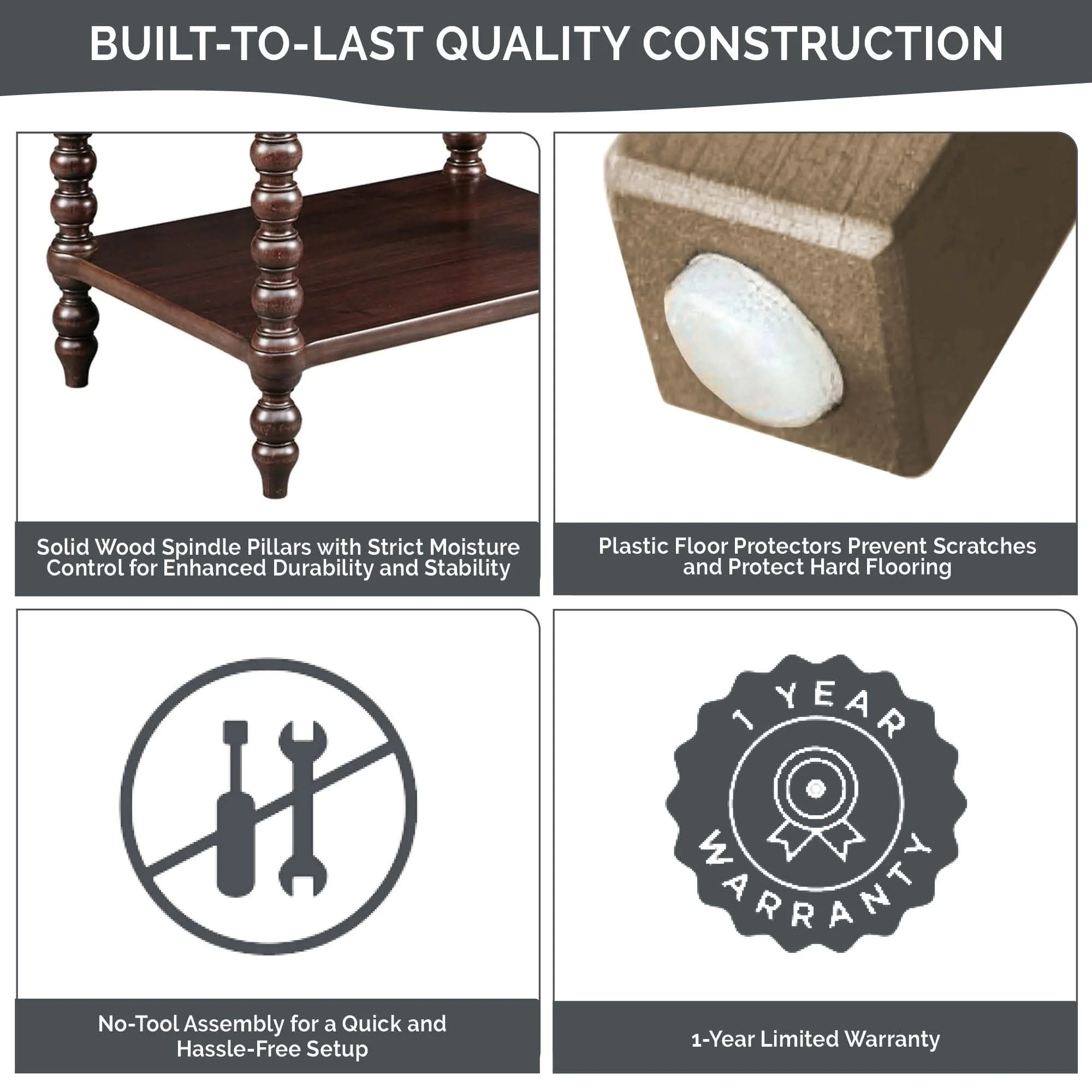 Madison Park Signature Beckett Turned Wood Spindle Nightstand with Drawer & Shelf