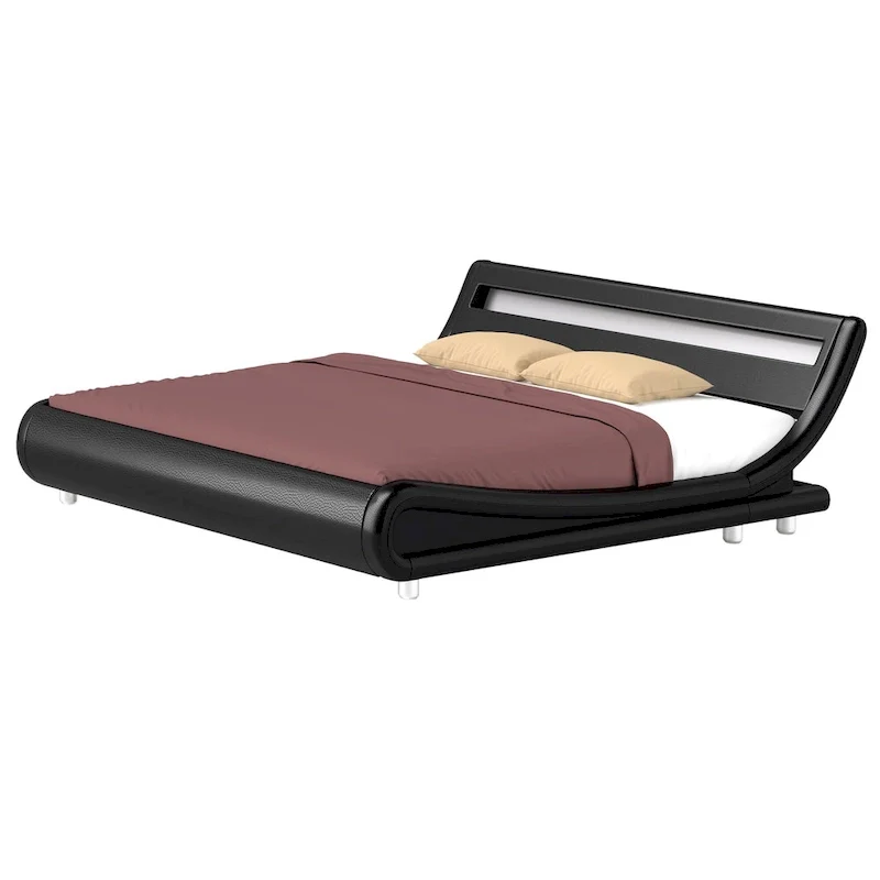 Moasis King Design Model PU Upholstered Led Bed Frame