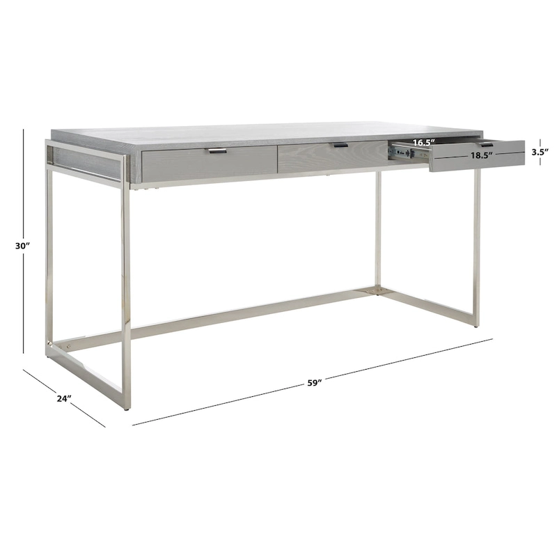 SAFAVIEH Couture Radunka 3-Drawer Smoked Eucalyptus Writing Desk