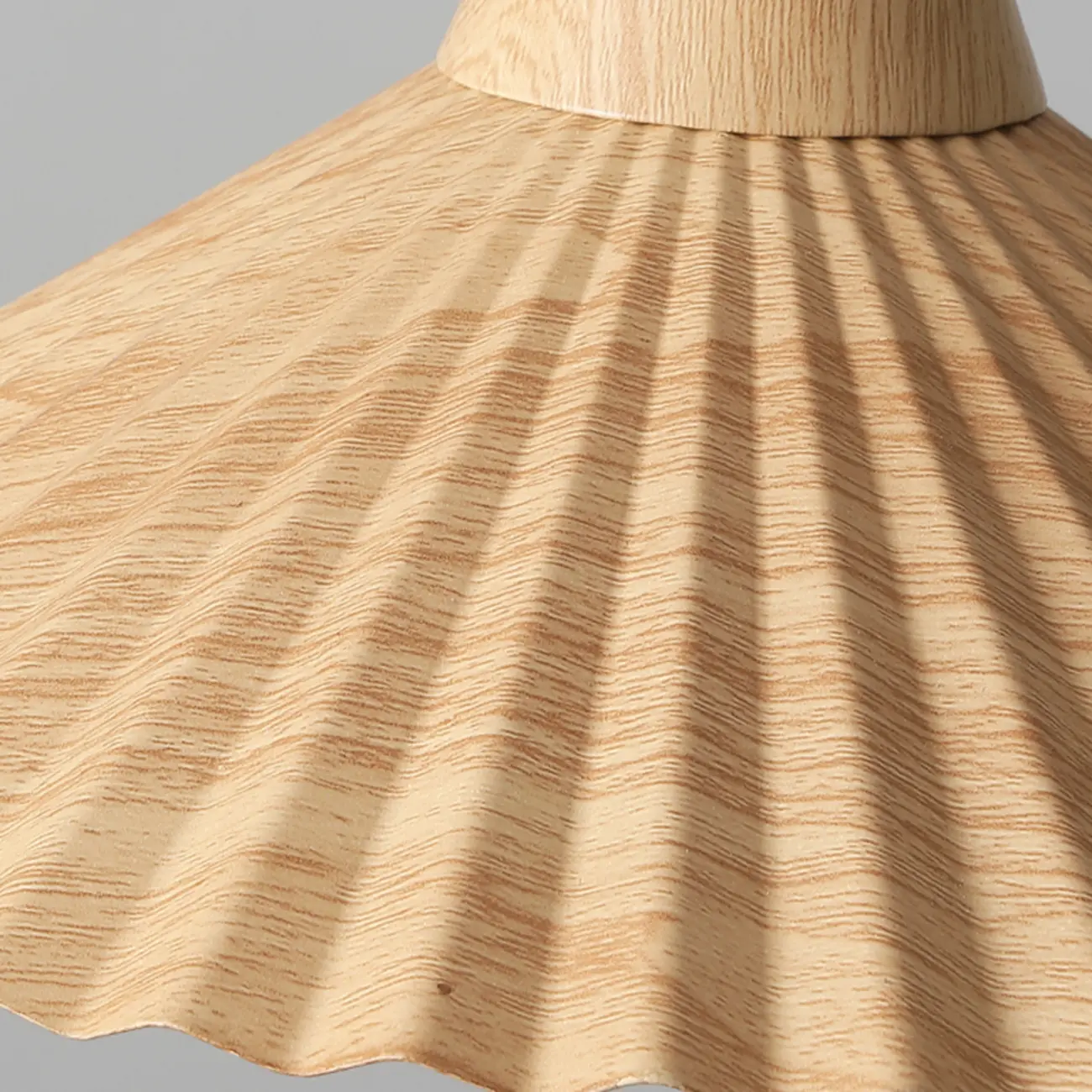 Modern Walnut Pleated Cone Pendant Light