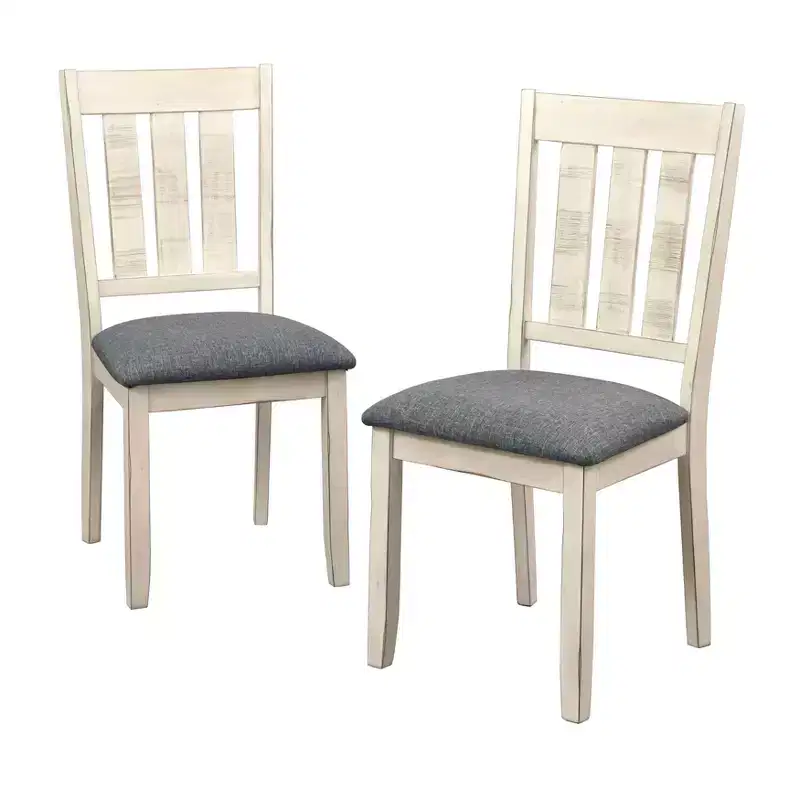 Buylateral Set of 2 Olin Dining Chairs White/Gray: Modern Linen Upholstered, Rubberwood Frame, 250lb Capacity