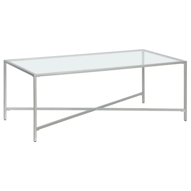 Glass Top Coffee Table with Steel Frame