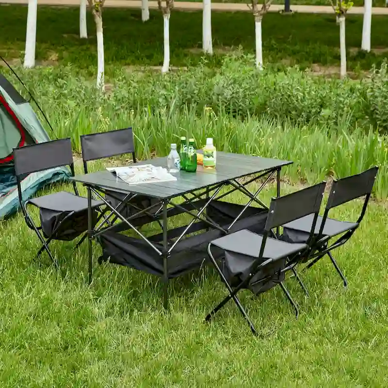 Set of 5, Folding Outdoor Table and Chair Set