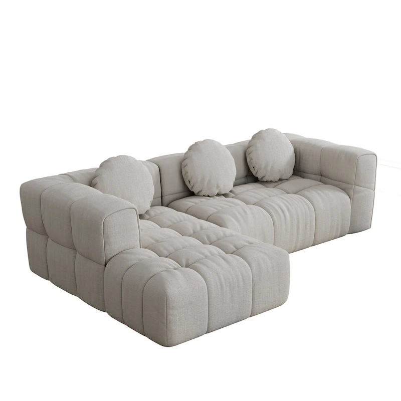 103 Chenille L-Shaped Sectional Sofa with Left Recliner, 3 Pillows and Modular Design