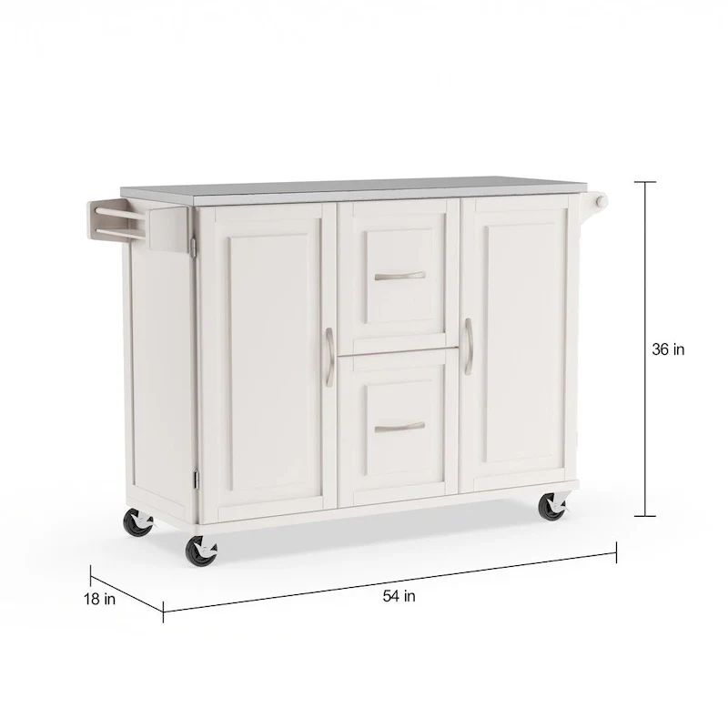 Homestyles Dolly Madison Wood Kitchen Cart with Stainless Steel Top