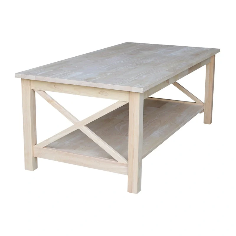 Solid Hardwood Coffee Table - Unfinished, White, Washed Gray Taupe, Espresso - Multi-Person Use