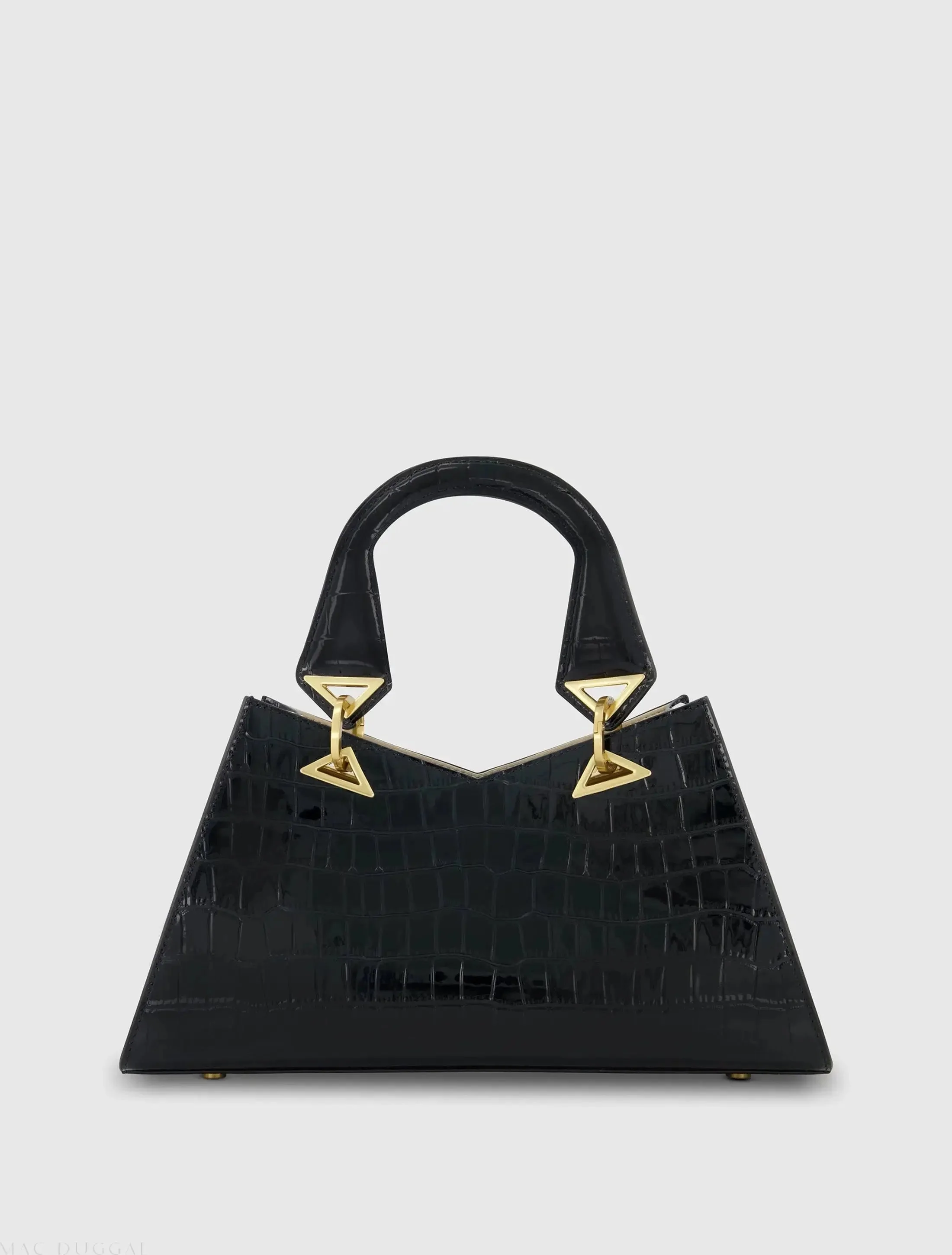 Crocodile Leather Handbag With Gold Hardware