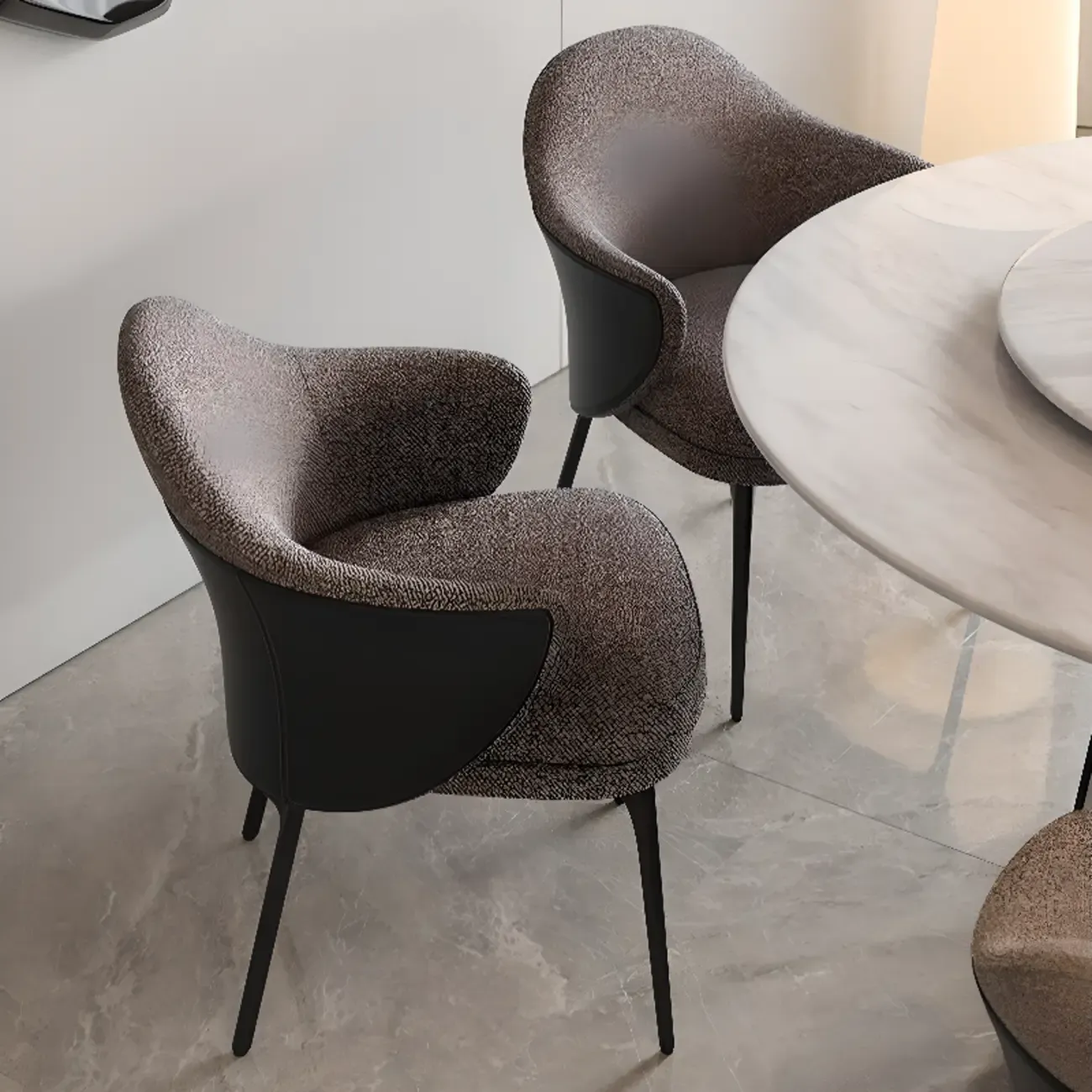 Modern Cotton Upholstered Leather Fabric Dining Room Chair