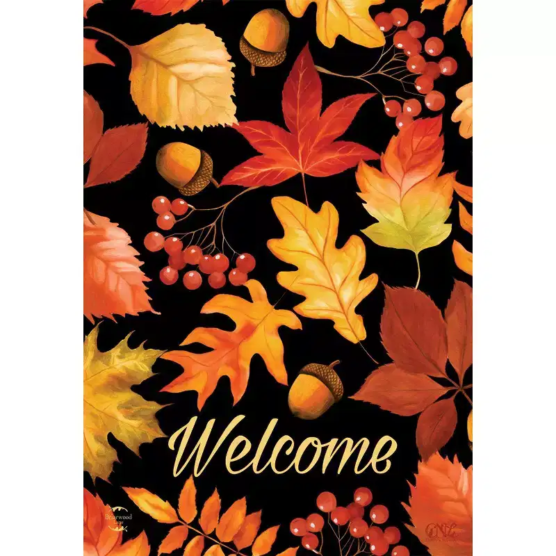 Briarwood Lane Fall House Flag 40x28 For Outdoor Fall Leaves & Acorns Welcome For Fall House Flag