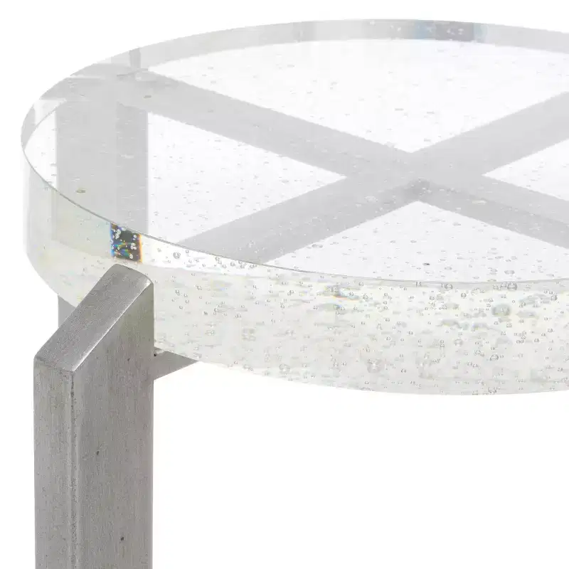 Pixie Round Bubble Glass Accent Table - AMH8354A - Silver/Clear - Safavieh Couture