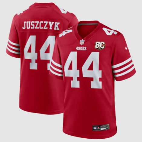 San Francisco 49ers Kyle Juszczyk Scarlet 80th Anniversary Game Jersey