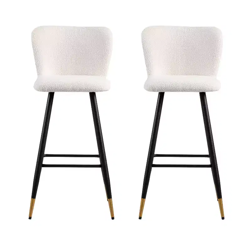 Christopher Knight Home Aveline 30'' Modern Upholstered Bar Stools with Gold-Tipped Metal Legs (Set of 2)