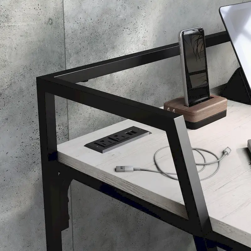 Industrial 49-inch Steel Computer Desk with USBs