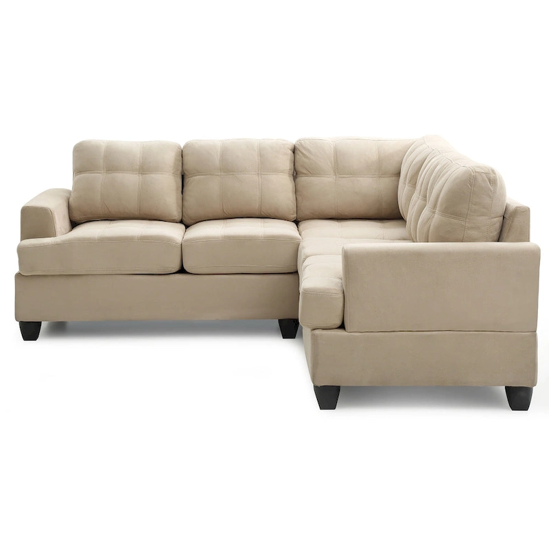 Tufted Microsuede L-Shape Sectional Sofa - 80