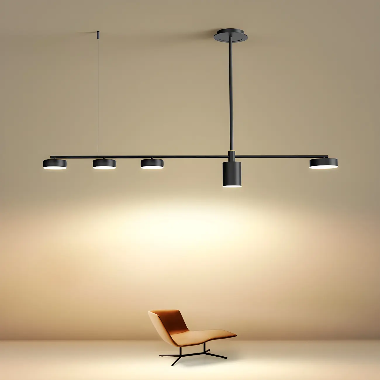 Modern Adjustable Black Linear Kitchen Island Light