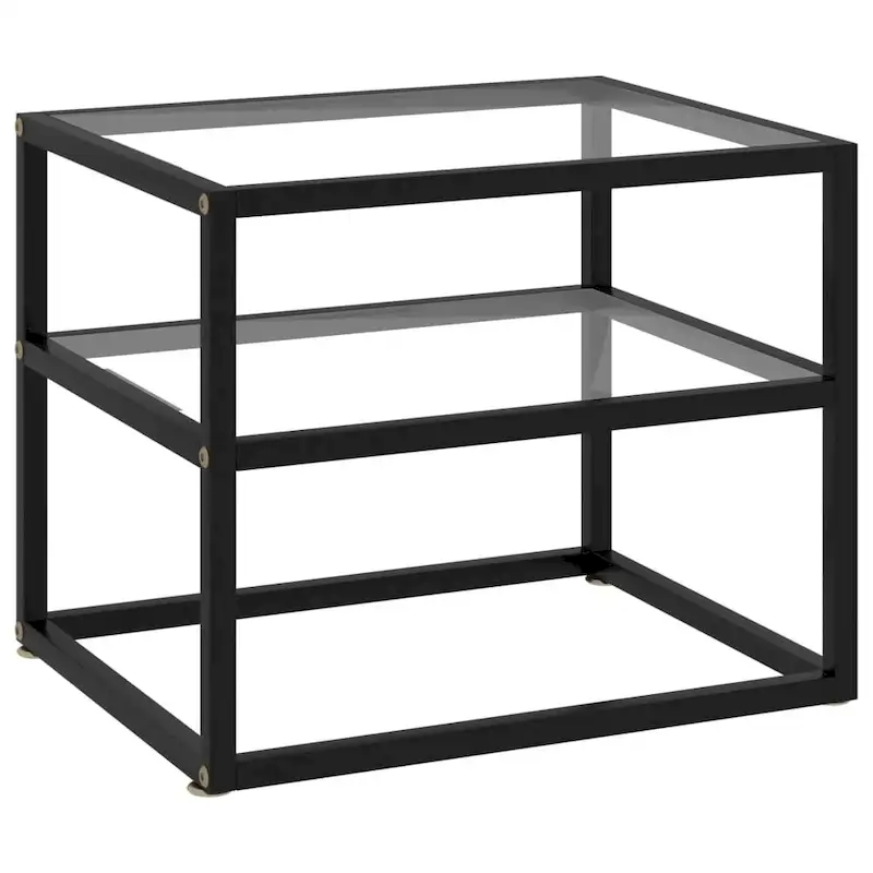 Console Table Transparent Black, Glass Top, 19.7