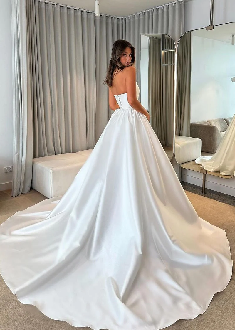 Ball Gown Strapless Satin Wedding Dresses