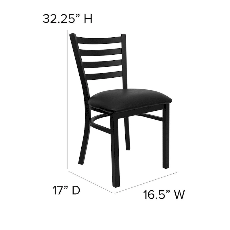 2 Pack Ladder Back Metal Restaurant Chair - 16.5