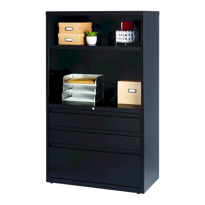 Black Metal 3-Drawer Lateral File Cabinet with Lock, 30W x 18.63D x 29H