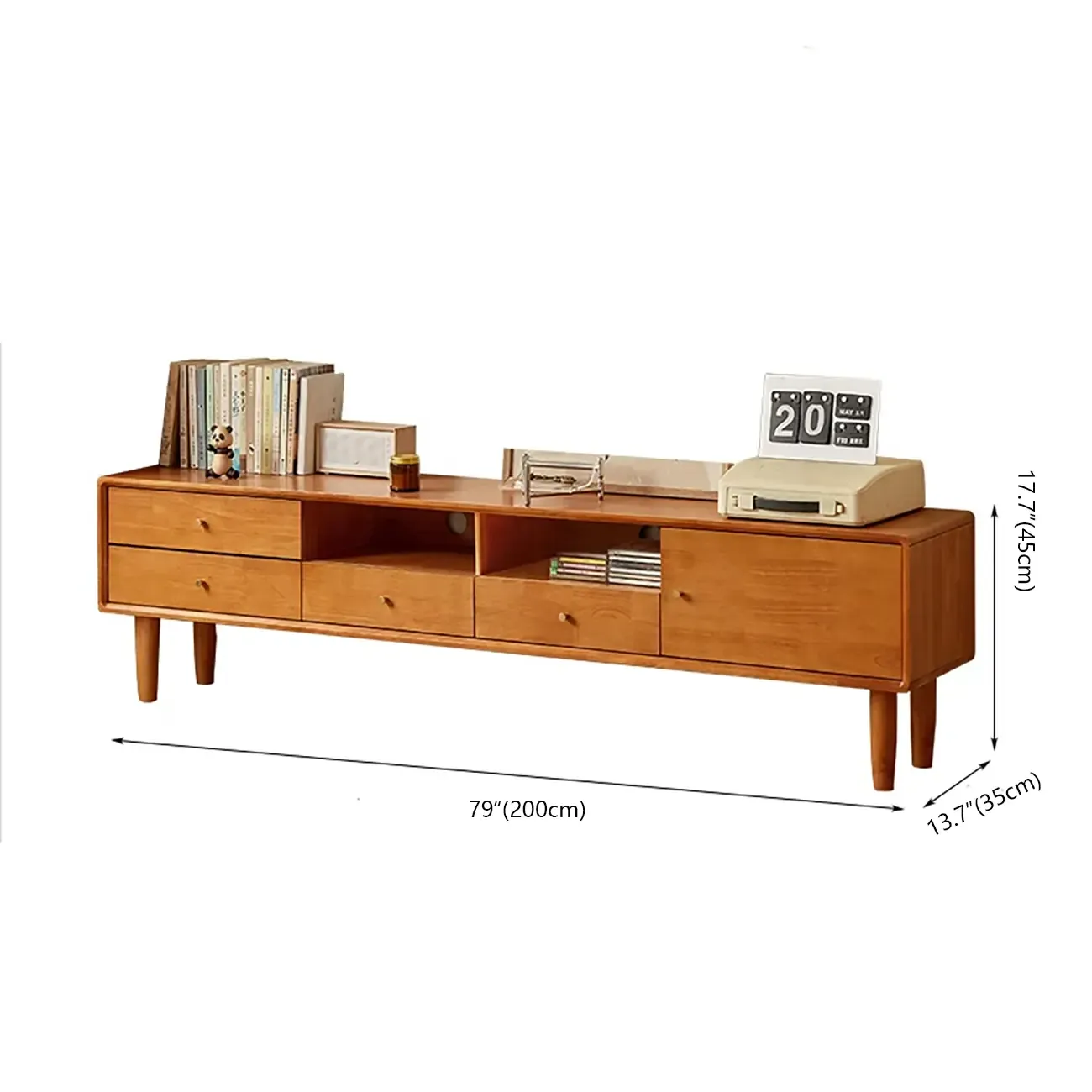 Scandinavian Brown Wooden TV Stand with Drawers