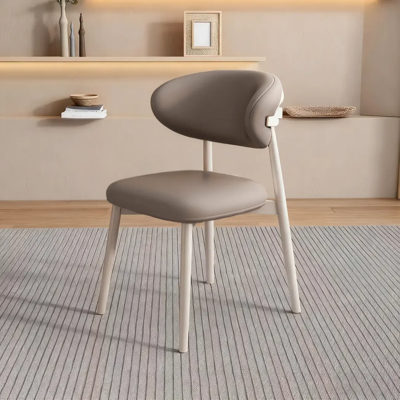 Modern Leather Wood Dining Chair Set of 2