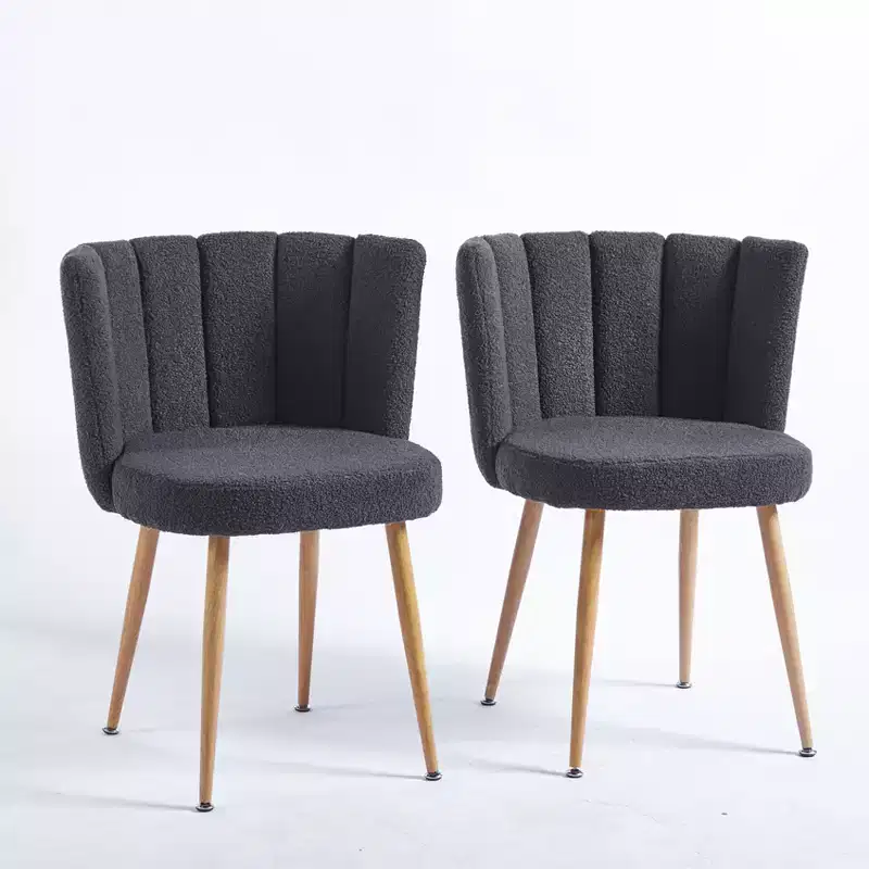 Set of 2 Upholstered Dining Chairs, Ergonomic Accent Chairs with Metal Legs for Living Room Dining Room