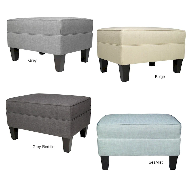 MJL Furniture Parker Fabric Upholstered Square Welted Ottoman