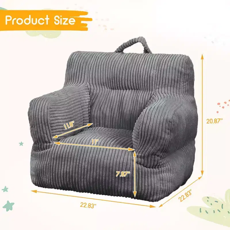 Kids Bean Bag Chair  Comfy Toddler Bean Bag Sofa with Filler for Living Room, Bedroom & Apartment
