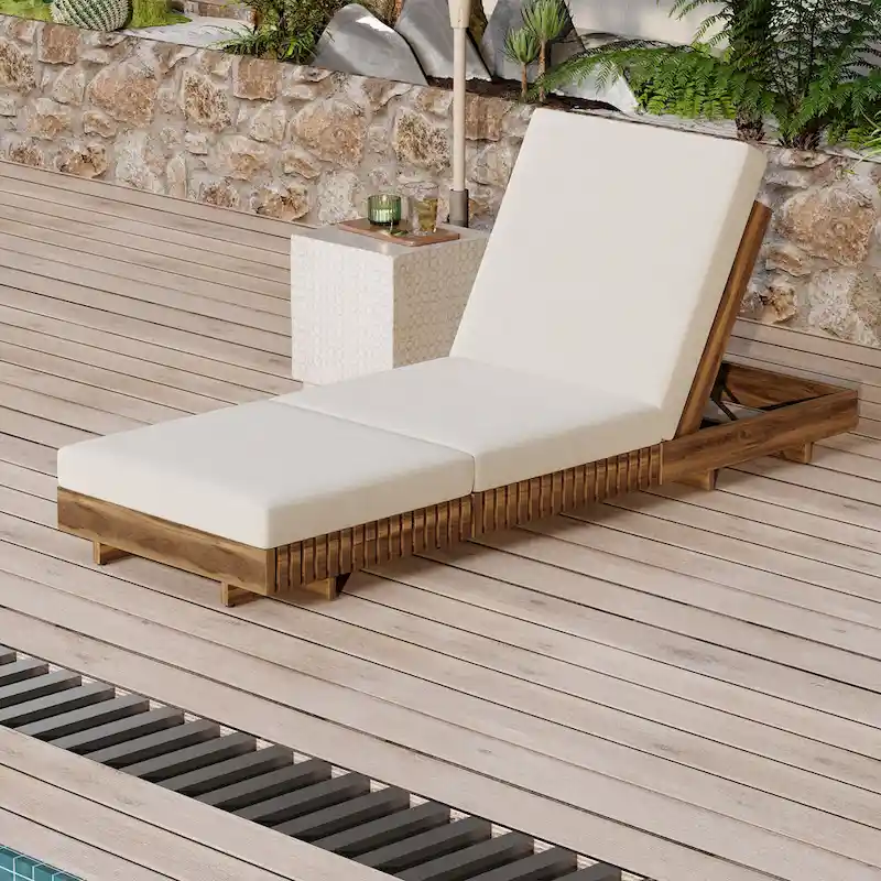 Christopher Knight Home- Lingard Outdoor Acacia Wood Chaise Lounge Set